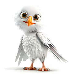 Fototapeta premium Cute cartoon owl character with big eyes and fluffy feathers