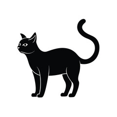Silhouette of Standing Cat Vector Design