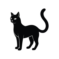 Fototapeta premium Black Standing Cat Silhouette for Print