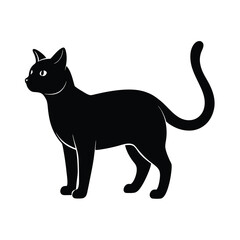 Obraz premium Minimal Black Cat Standing Silhouette