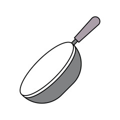 frying pan lineal color line icon with white background vector stock illustration