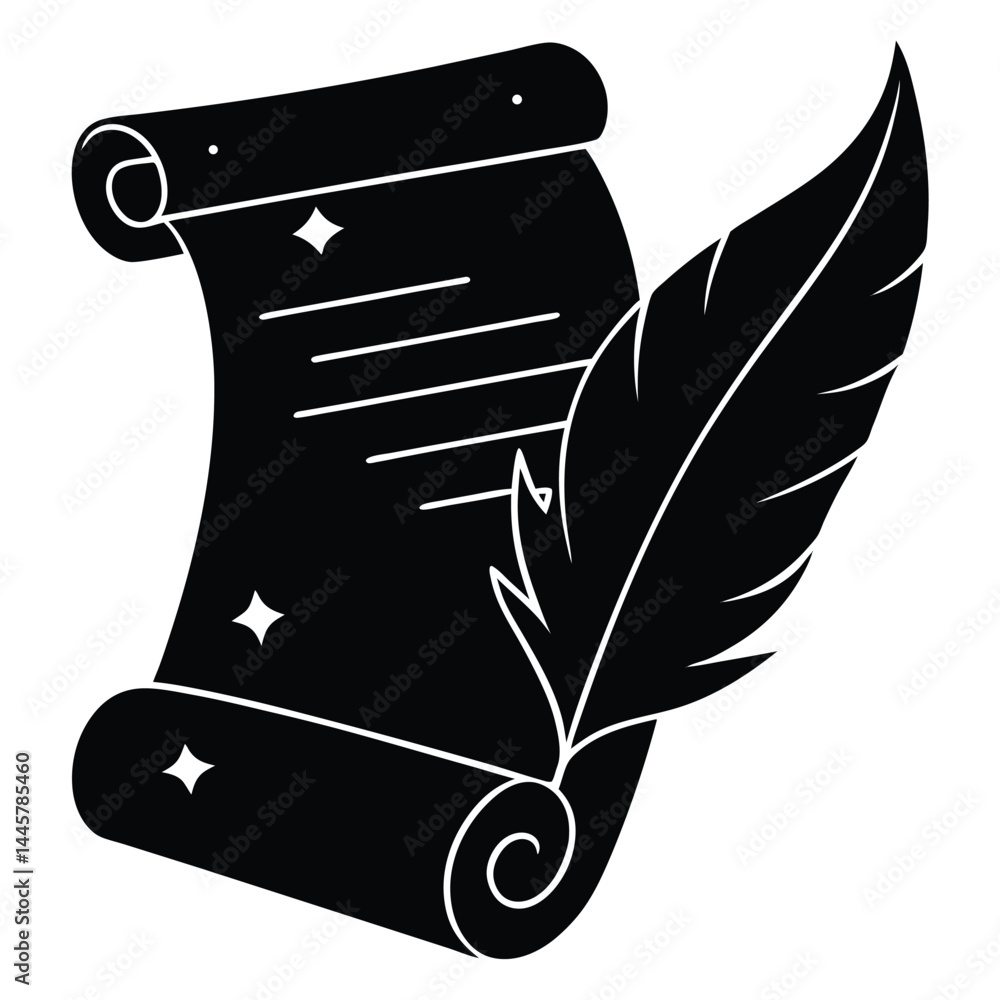 Poster isolated black vector writer using elements poetry scroll with white background