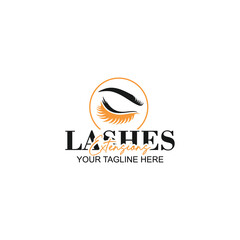 lashes logo design for lashes extensions with creative illustration