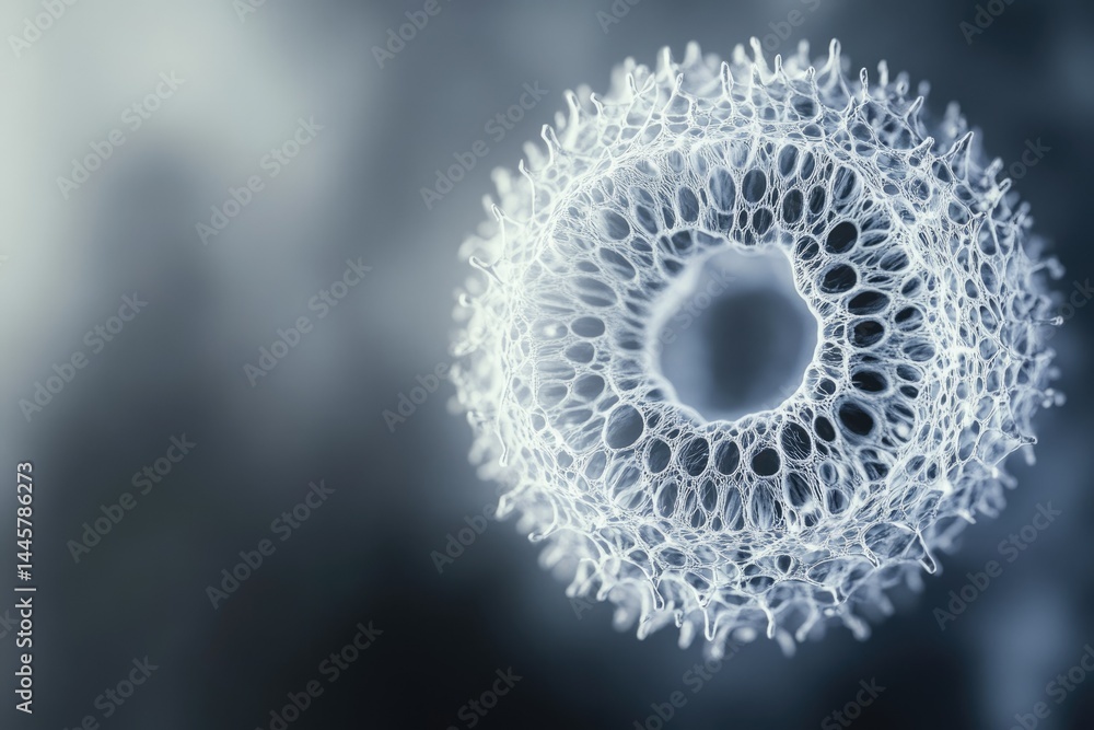 Poster intricate, web-like structure resembling a microscopic organism or abstract art.
