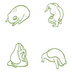 Featuring a frog with a cute happy style expression in a simple line art design, reflecting joy and life.