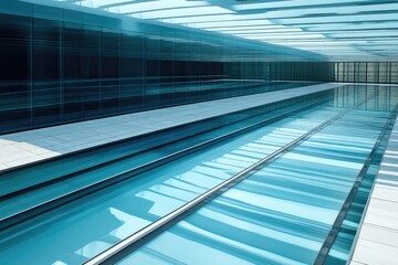 Obraz premium Modern indoor pool within a glass-walled building