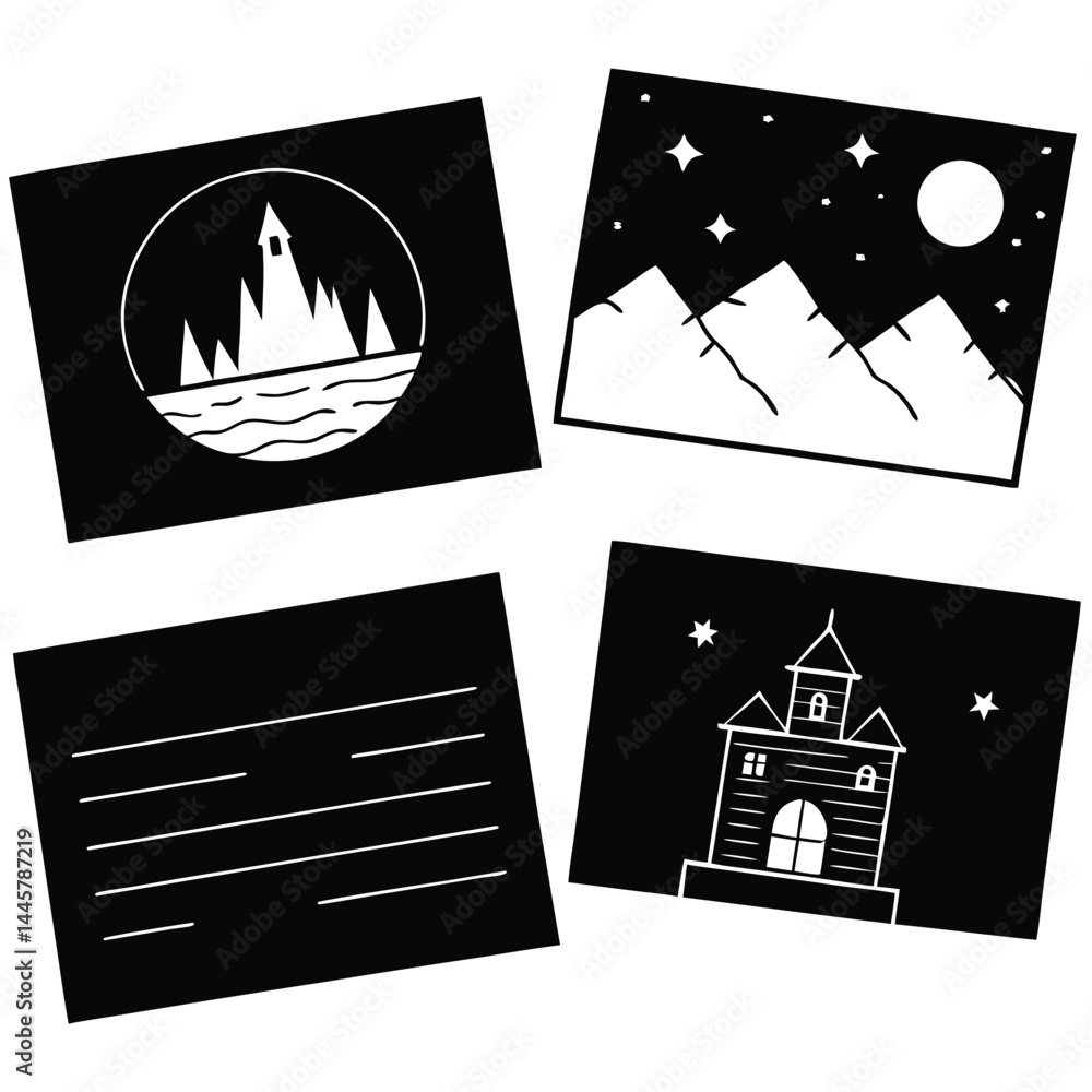 Poster isolated black vector writer using elements postcards for setting ideas with white background