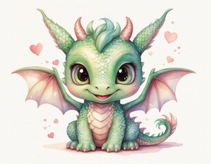 Fototapeta premium Adorable Green Dragon