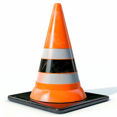 Orange Traffic Cone on Black Square Base for Road Safety Use