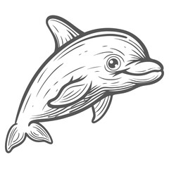 Pacific White-Sided Dolphin Line Art Illustration