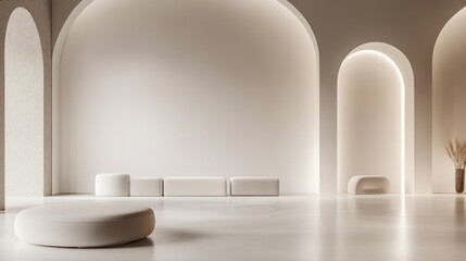 modern interior background featuring a pristine white wall with soft ambient lighting