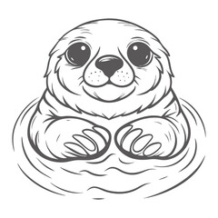 Cute Sea Otter Line Art Illustration