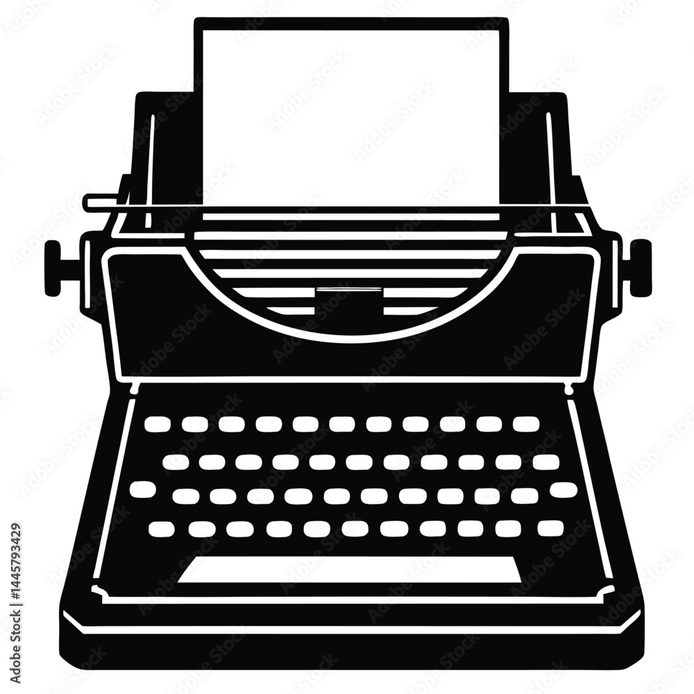 Poster isolated black vector writer using elements typewriter with white background
