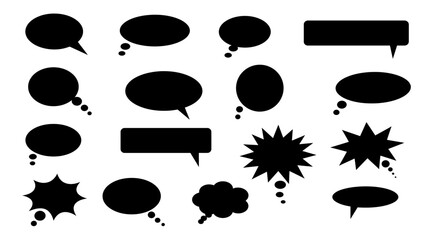 Black and white speech bubbles vector set illustration for communication and design elements collection
