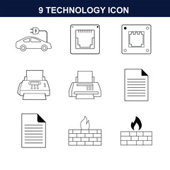 full editable line art icon of technology icon set 