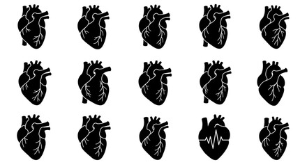 Black heart vector illustration anatomy medical health cardiology heartbeat pulse rhythm graphic design
