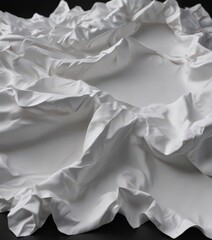 Soft light reveals the intricate creases of a crumpled white sheet on a dark surface ,  minimalism, crumpled paper