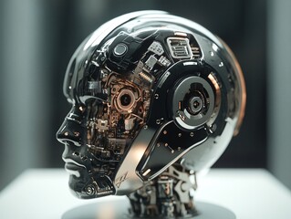 Cybernetic brain implant revolutionizes ai interaction futuristic lab digital art high-tech environment close-up view innovation