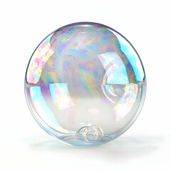 Shimmering Transparent Soap Bubble With Colorful Reflections