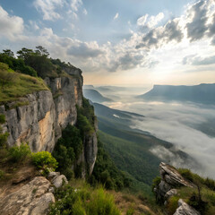 Naklejka premium over mountain cliff