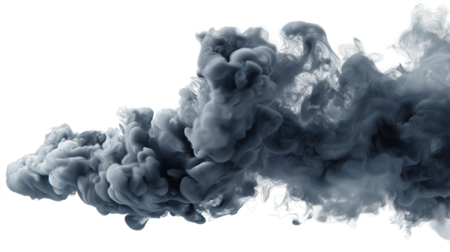 Abstract cloud of dark smoke  isolated on white transparent background