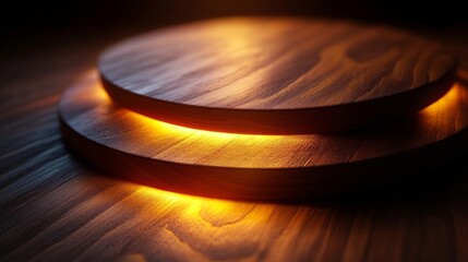 Obraz premium Illuminated Wooden Platform Display