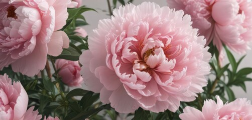 Soft pink peony blossoms, lush texture, feminine aesthetic,  gentle,  soft,  nature