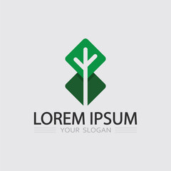 Simple Line Art Plant Logo Icon for Eco Friendly Business and Recyclable Nature Product Label