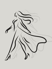 black and white illustration of a women