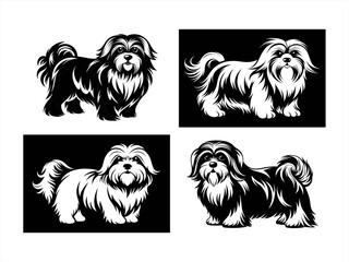 lhasa apso sihouette black vector bundle