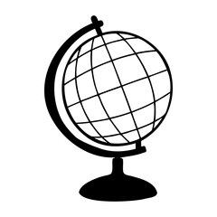 Latitude and Longitude Grid Globe Outline Vector on Transparent Background