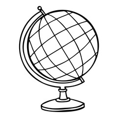 Latitude and Longitude Grid Globe Outline Vector on Transparent Background