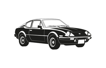 Naklejka premium Vector art illustration of car silhouette in black
