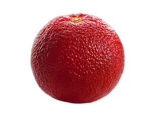 Vibrant blood orange on transparent background, showcasing its deep red, textured skin. Simple, isolated presentation