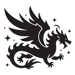 Dragon Blaze Fire Vector Black silhouettes. with white background