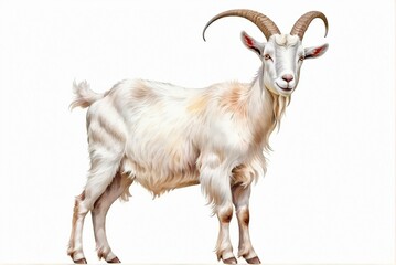 Watercolor painting of a goat symbolizing the Chinese zodiac, traditional Asian brushstroke art capturing the gentle yet strong nature of this animal