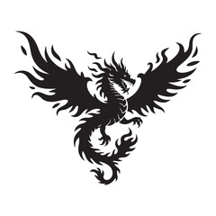 Obraz premium Dragon Blaze Fire Vector Black silhouettes. with white background
