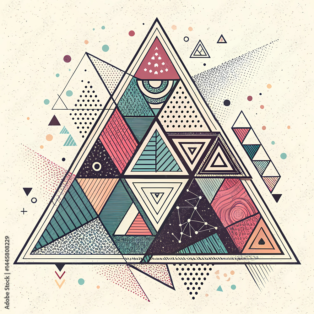 Poster geometric abstract triangle art a complex composition of shapes, patterns, and textures