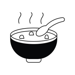 soup glyph outline icon with white background vector stock illustration