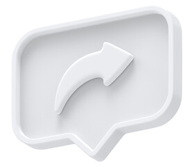 3d white shape hashtag arrow social media notification rectangle icon isolated transparent background 3D rendering