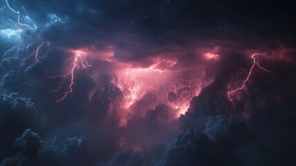 Fototapeta premium Stormy sky with vibrant lightning