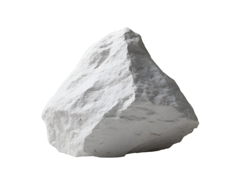 White textured rock against a transparent background with visible stone facets and rough surface details