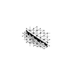 Abstract Geometric Grid with Shadow Element, Black and White Illustration