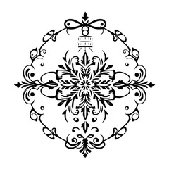 Ornate Black and White Vector Design: Floral, Decorative, Vintage Style