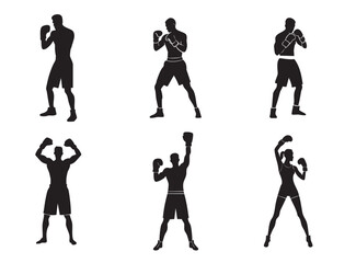 Boxer stand with pose vector silhouette 