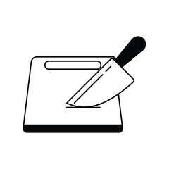chopping board glyph outline icon with white background vector stock illustration