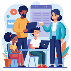 Business Teamwork Concept. Vector illustration in flat style of a group of diverse people in business suits putting together pieces of a puzzle. Isolated on background