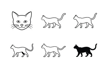 cat face silhouette vector icon minimal cute style 8