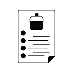 cooking list glyph outline icon with white background vector stock illustration