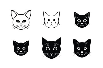 cat face silhouette vector icon minimal cute style 10